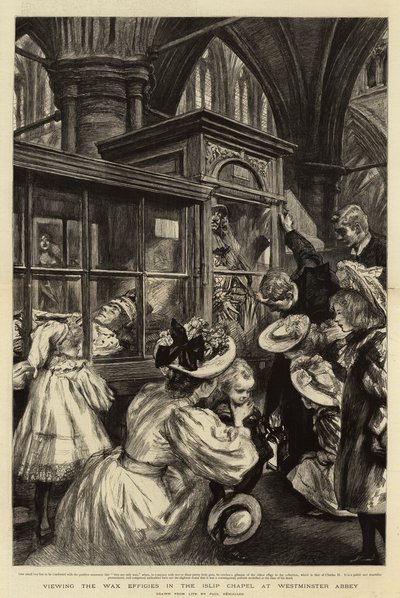 Het Bekijken van de Wasbeelden in de Islip-kapel in Westminster Abbey door Charles Paul Renouard